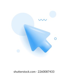 Arrow pointer, mouse cursor. Computer interface. 3d vector icon. Cartoon minimal style.