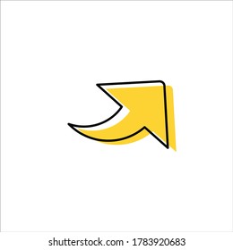 arrow pointer Yellow web icon flat on white background vector template illustration