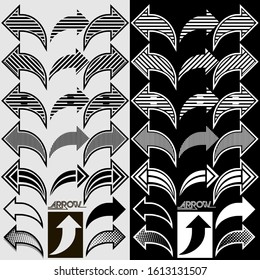 Arrow pointers.Set.
Geometric shapes indicating the direction of movement, monochrome, flat.