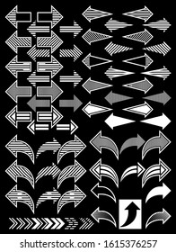 Arrow pointers.Set.
Geometric shapes indicating the direction of movement, monochrome, flat.