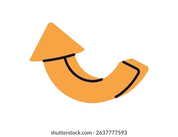 Arrow pointing up and back. Pointer, curved bent shape with dynamic motion. Direction symbol, navigation sign. Return icon for web interface. Flat vector illustration isolated on white background