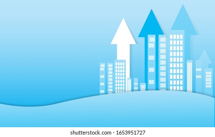 The Arrow pointing up  blue tone vector image for business content.