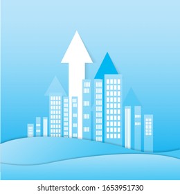 The Arrow pointing up  blue tone vector image for business content.