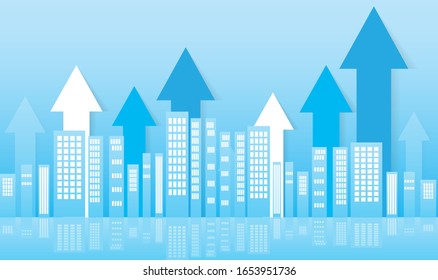 La flecha que apunta a la imagen vectorial de tono azul para contenido empresarial.