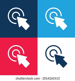 Arrow Pointing The Center Of A Circular Button Of Two Concentric Circles blue and red four color minimal icon set