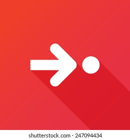Arrow pointing a circle icon. Modern design flat style icon with long shadow effect