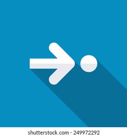 Arrow pointing a circle icon. Modern design flat style icon with long shadow effect