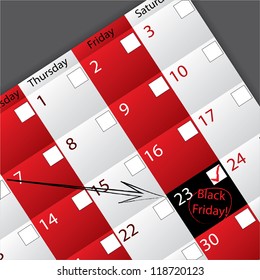Arrow pointing to circled black friday date