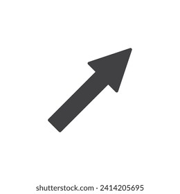 Pfeil, der diagonal auf das Vektorsymbol zeigt. volles Flachzeichen für mobiles Konzept und Webdesign. Diagonal-Pfeilsymbol. Symbol, Logo-Abbildung. Vektorgrafik