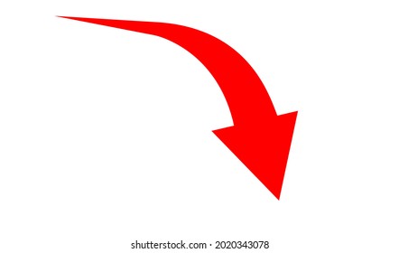 arrow pointing down for business graph symbol, simple red arrow, pointer down arrow graphic, vector