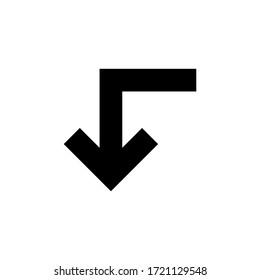 arrow pointing down, download button isolated on white, simple arrow for icon flat line, black arrow up direction, arrow sign of next download and upload concept, vector