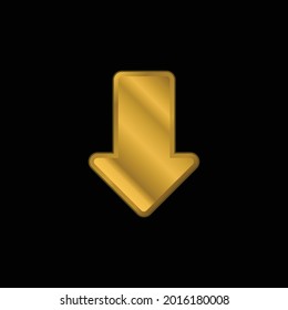 Flecha apuntando hacia abajo icono metálico chapado en oro o vector de logotipo