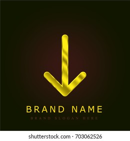 Arrow pointing to down golden metallic logo