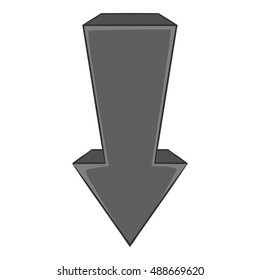 Arrow is pointing down icon in black monochrome style isolated on white background. Click and choice symbol vector illustration