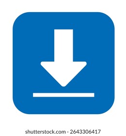 Arrow pointing down on blue background, , download icon, vector illustration isolated, eps