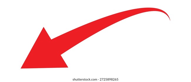  Arrow Pointing Downward and Left in side.  Dynamic Round Directional Indicator Symbol . Backward Movement, or Vector Graphic Design .