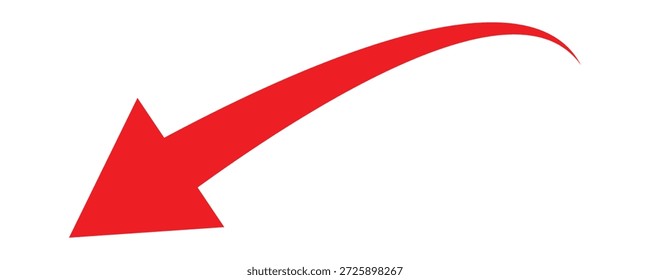 Arrow Pointing Downward and Left in side.  Dynamic Round Directional Indicator Symbol . Backward Movement, or Vector Graphic Design .