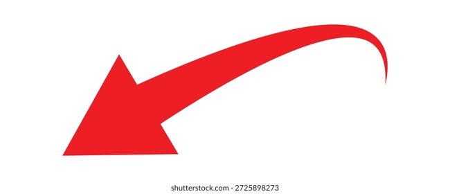  Pfeil nach unten und links in der Seite.  Dynamisches rundes Richtungsanzeigesymbol . Rückwärtsbewegung oder Vektorgrafik-Design .