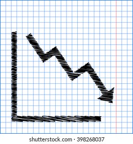 Arrow pointing downwards showing crisis
