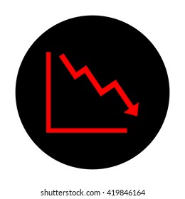 Arrow pointing downwards showing crisis