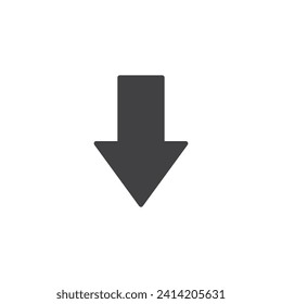 Arrow pointing downwards vector icon. filled flat sign for mobile concept and web design. Down arrow glyph icon. Descent or decrease symbol, logo illustration. Vector graphics