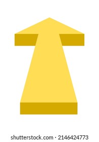 Arrow pointing forward. 3D yellow arrow vector illustration. 