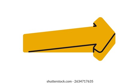 Arrow pointing forward direction, ahead, showing following, next. Guidance, navigation element. Pointer for instruction, action, swipe right. Flat vector illustration isolated on white background.