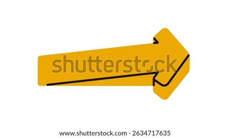 Arrow pointing forward direction, ahead, showing following, next. Guidance, navigation element. Pointer for instruction, action, swipe right. Flat vector illustration isolated on white background.