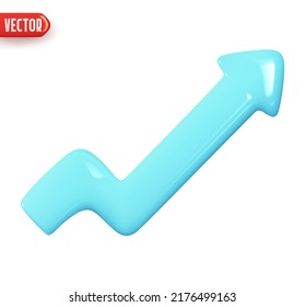 Arrow pointing growth up. Realistic 3d design In plastic cartoon style. Icon isolated on white background. Vector illustration