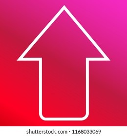 Arrow pointing to up hand drawn symbol red and pink gradient material white icon minimal design