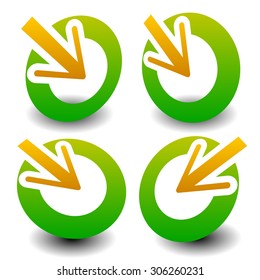 Arrow pointing into a circle. Icon for center, midpoint, inside, target concepts. vector