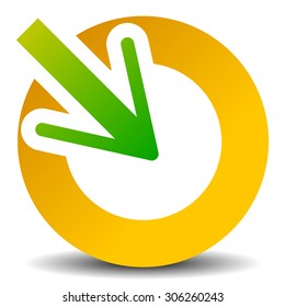 Arrow pointing into a circle. Icon for center, midpoint, inside, target concepts. vector