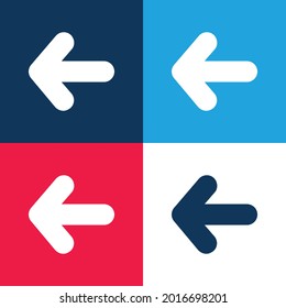 Flecha apuntando a azul izquierdo y rojo cuatro colores conjunto de iconos mínimo