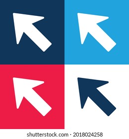 Arrow Pointing Up Left blue and red four color minimal icon set