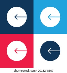 Arrow Pointing Left Circular Button blue and red four color minimal icon set