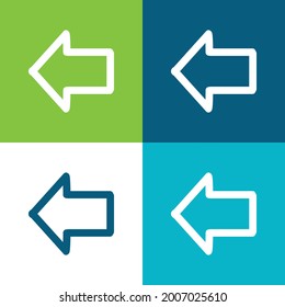 Arrow Pointing To Left Hand Drawn Outline Flat four color minimal icon set