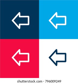 Arrow pointing to left hand drawn outline four color material and minimal icon logo set in red and blue