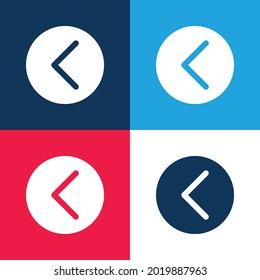 Arrow Pointing Left Inside A Circle blue and red four color minimal icon set
