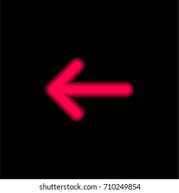 Arrow pointing to left red glowing neon ui ux icon. Glowing sign logo vector