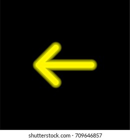 Arrow pointing to left yellow glowing neon ui ux icon. Glowing sign logo vector
