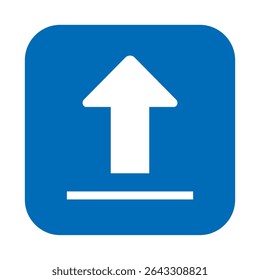 Arrow pointing up on blue background, upload icon, vector illustration isolated, eps