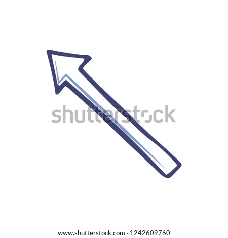 Arrow pointing on left top corner, line art indicator in sketch style. Moving up pointer vector illustration isolated. Monochrome arrowhead outline icon