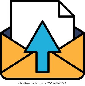 A arrow pointing up is on top of an envelope