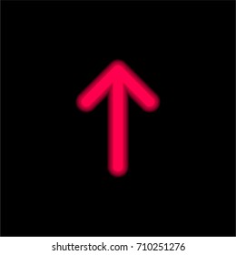 Arrow pointing to up red glowing neon ui ux icon. Glowing sign logo vector