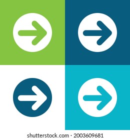 Flecha apuntando a la derecha en un círculo Plano cuatro colores conjunto de iconos mínimo