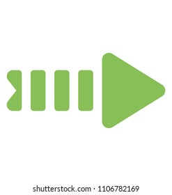 An arrow pointing right, flat icon design 
