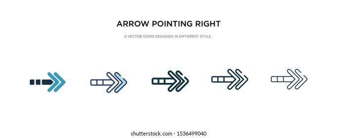 arrow pointing right icon in different style vector illustration. two colored and black arrow pointing right vector icons designed in filled, outline, line and stroke style can be used for web,