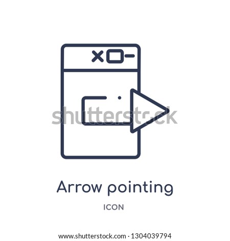 arrow pointing right icon from user interface outline collection. Thin line arrow pointing right icon isolated on white background.