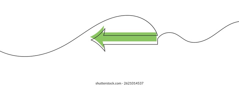 Arrow pointing right and Left, line continuous drawing vector. One line Arrow pointing right, vector background. Arrow pointing right, icon. Continuous outline of a Arrow pointing right. EPS 10 .
