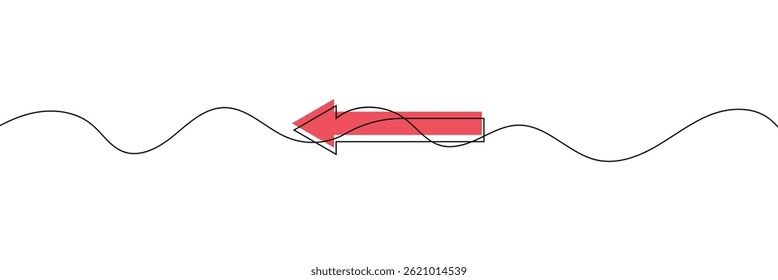 Arrow pointing right and Left, line continuous drawing vector. One line Arrow pointing right, vector background. Arrow pointing right, icon. Continuous outline of a Arrow pointing right. EPS 10 .
